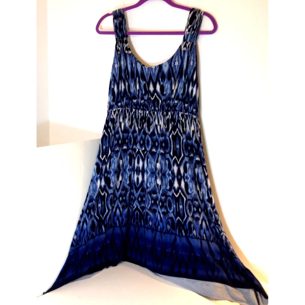 Style & Co Womens Dress Stretch size Large Blues Argyle Print